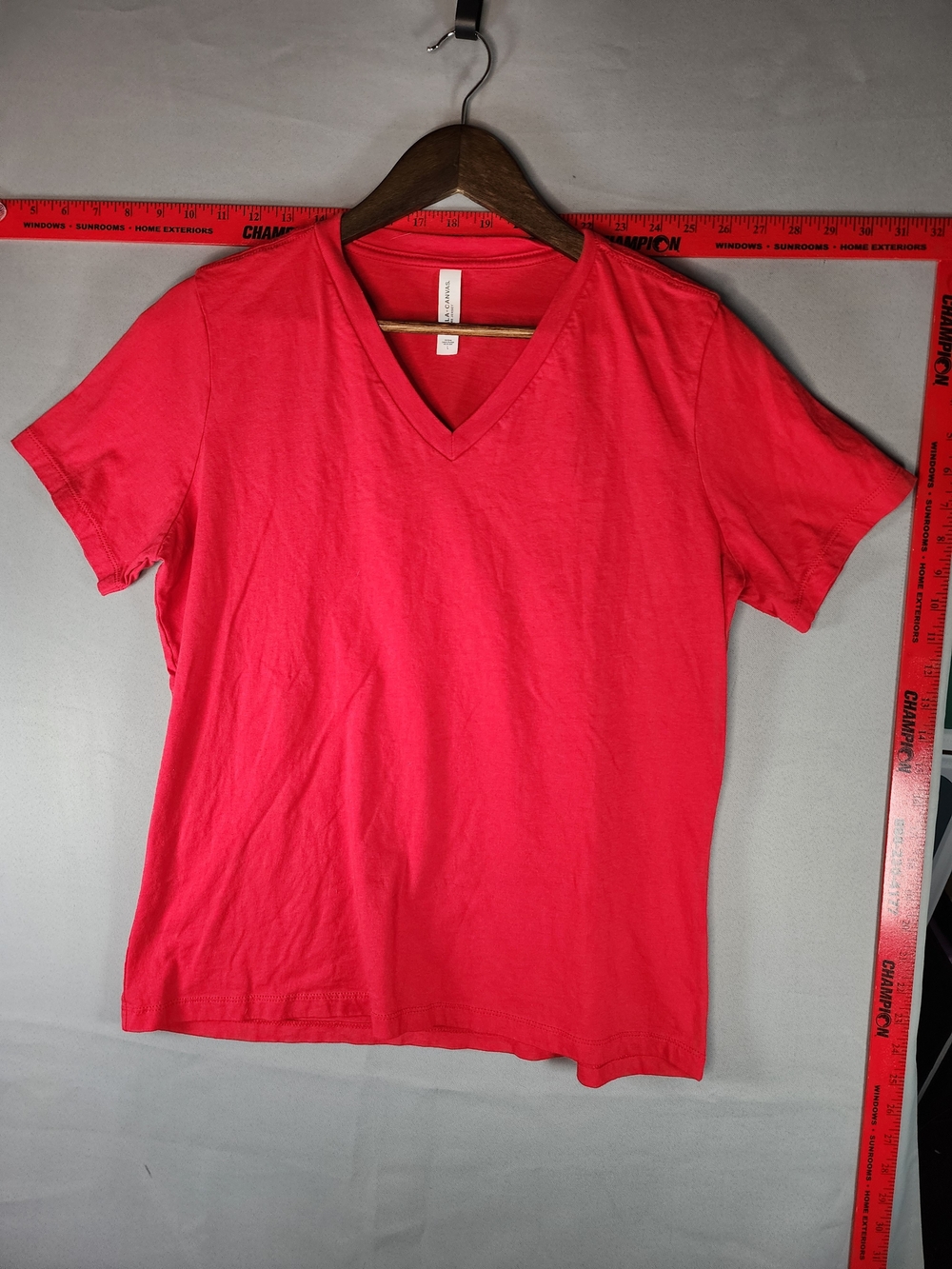 Bella Canvas V-Neck Tee in Bright Coral Pink